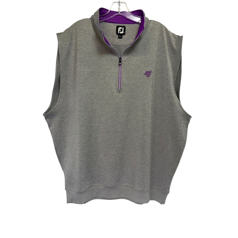 FootJoy Essex County Club Mens XXL Gray Purple 1/4 Zip Golf Vest (V6)